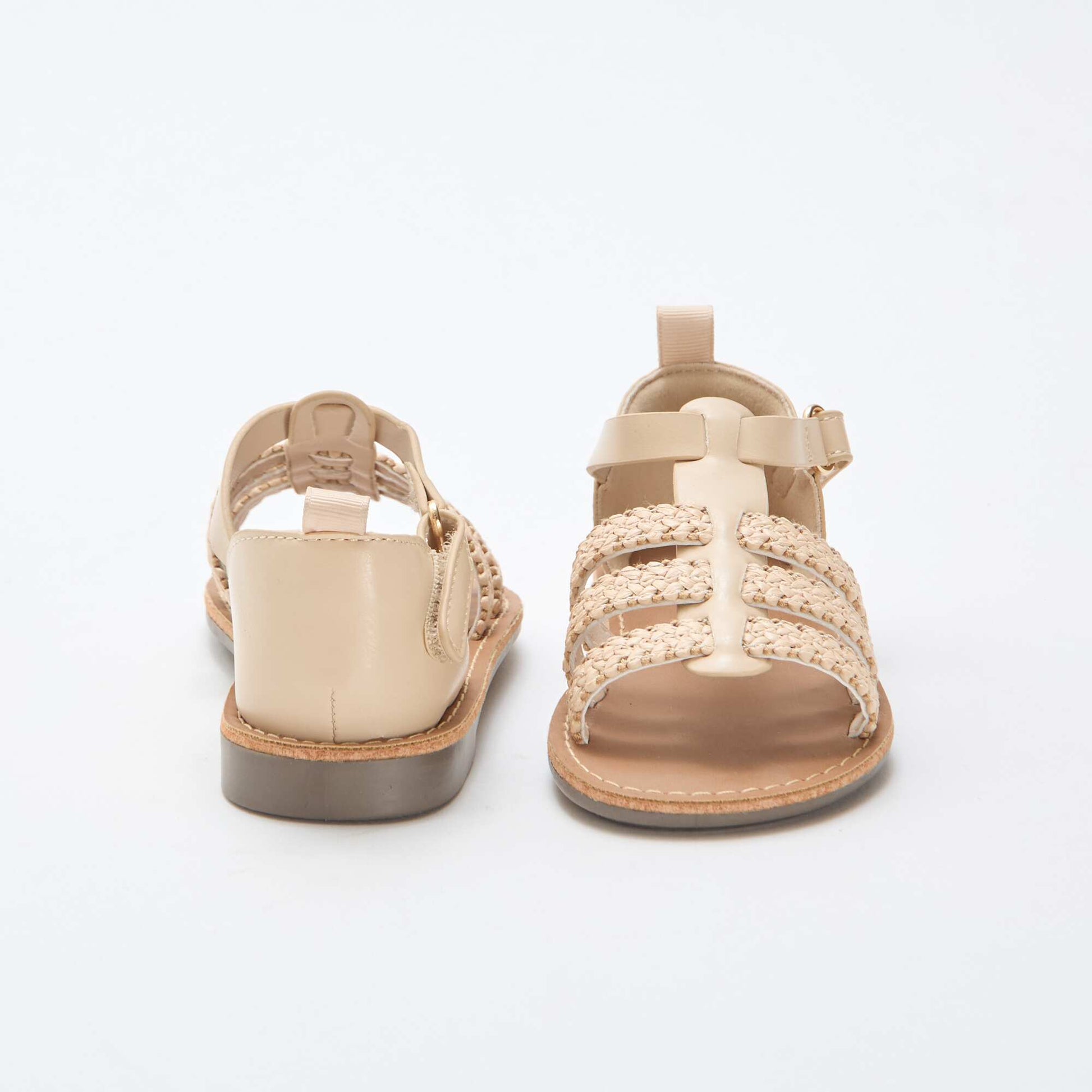 Sandales à lanières 'paille' BEIGE