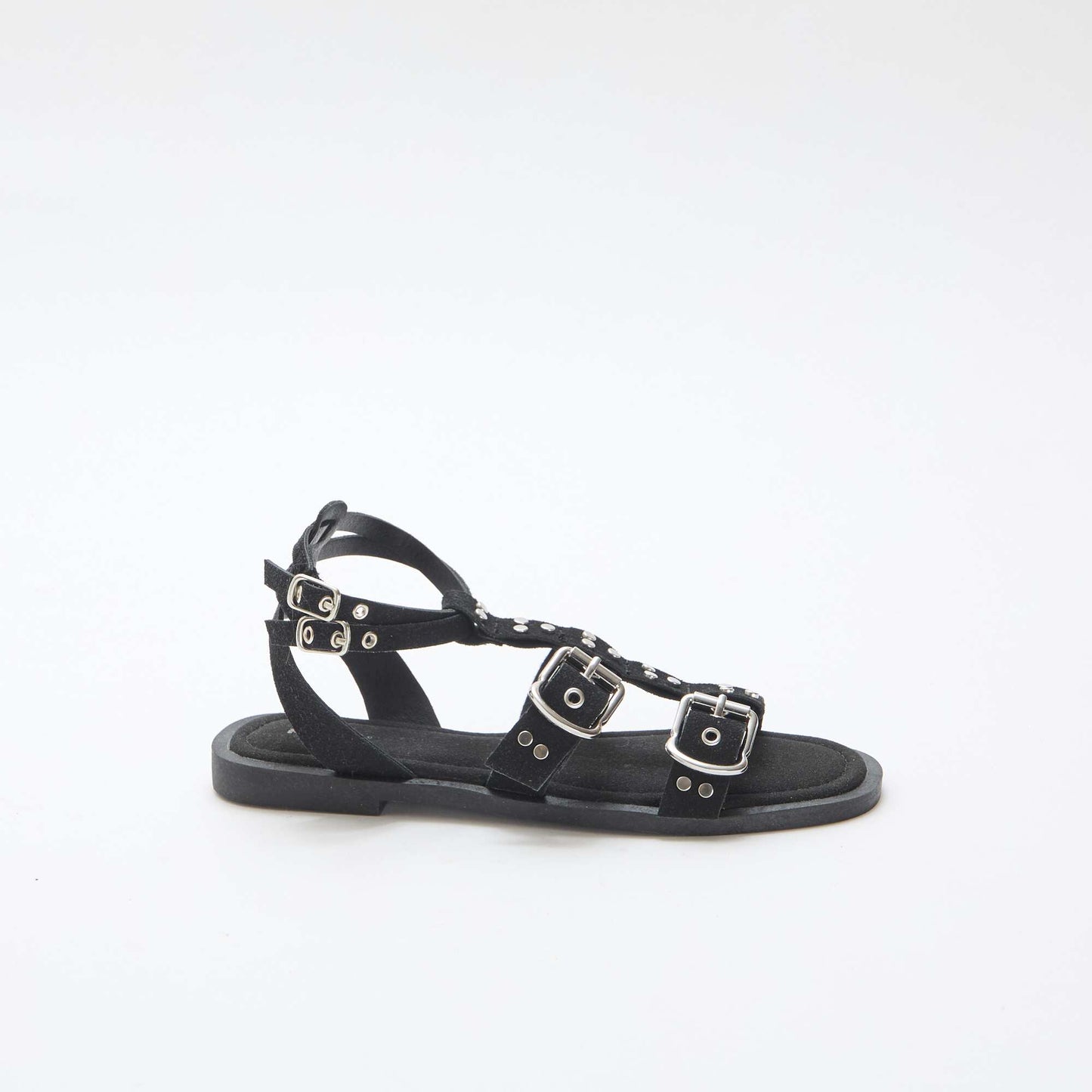Sandales plates avec brides NOIR