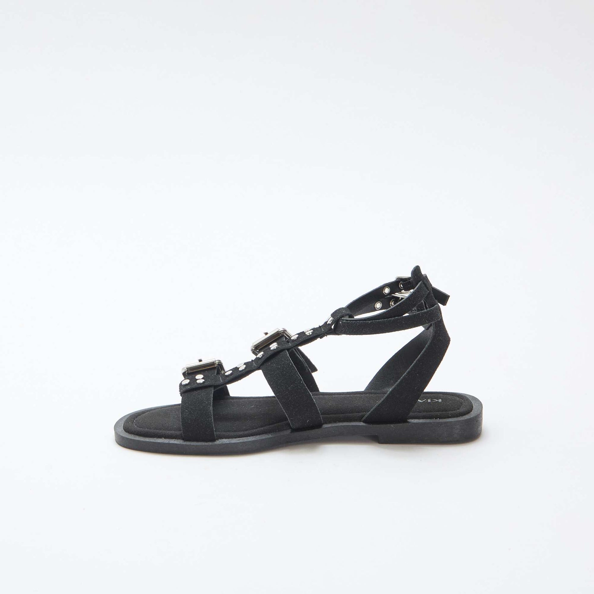 Sandales plates avec brides NOIR