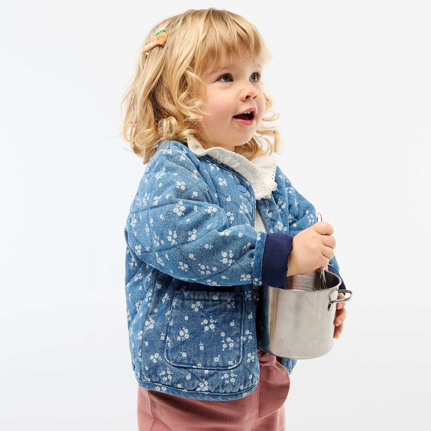 Veste matelassée en denim avec ouverture à pressions BLEU
