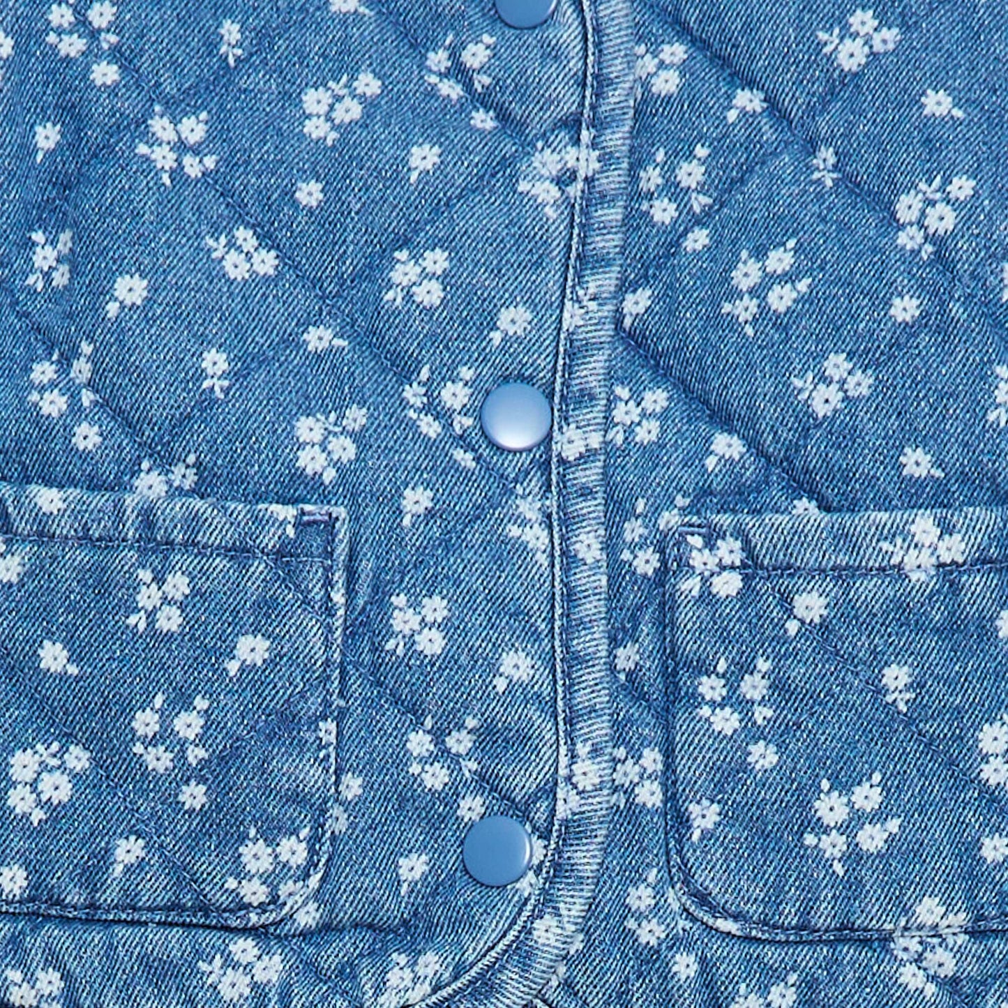 Veste matelassée en denim avec ouverture à pressions BLEU