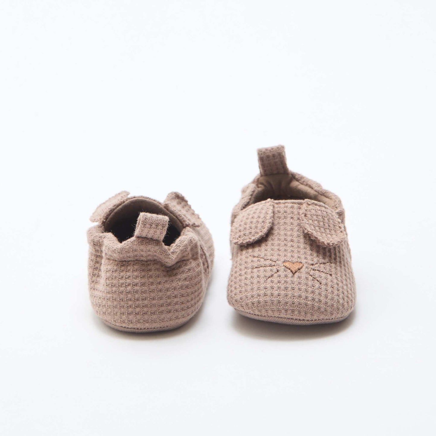 Chaussons en gaze de coton + oreilles animaux MARRON