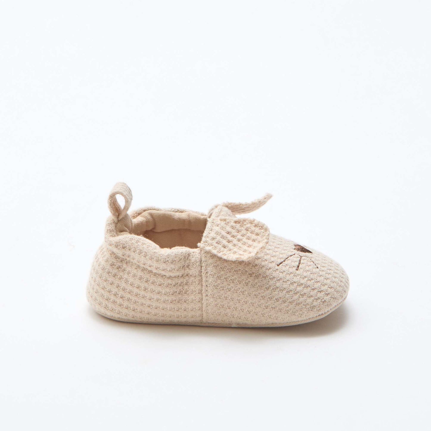 Chaussons en gaze de coton + oreilles animaux BEIGE