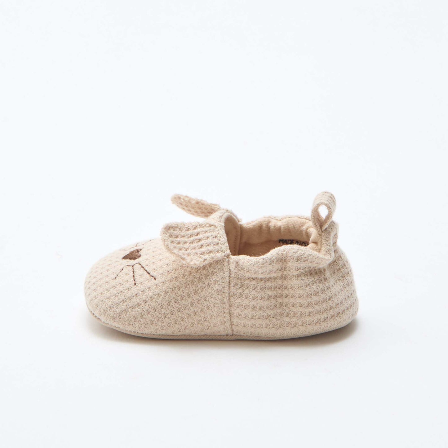 Chaussons en gaze de coton + oreilles animaux BEIGE