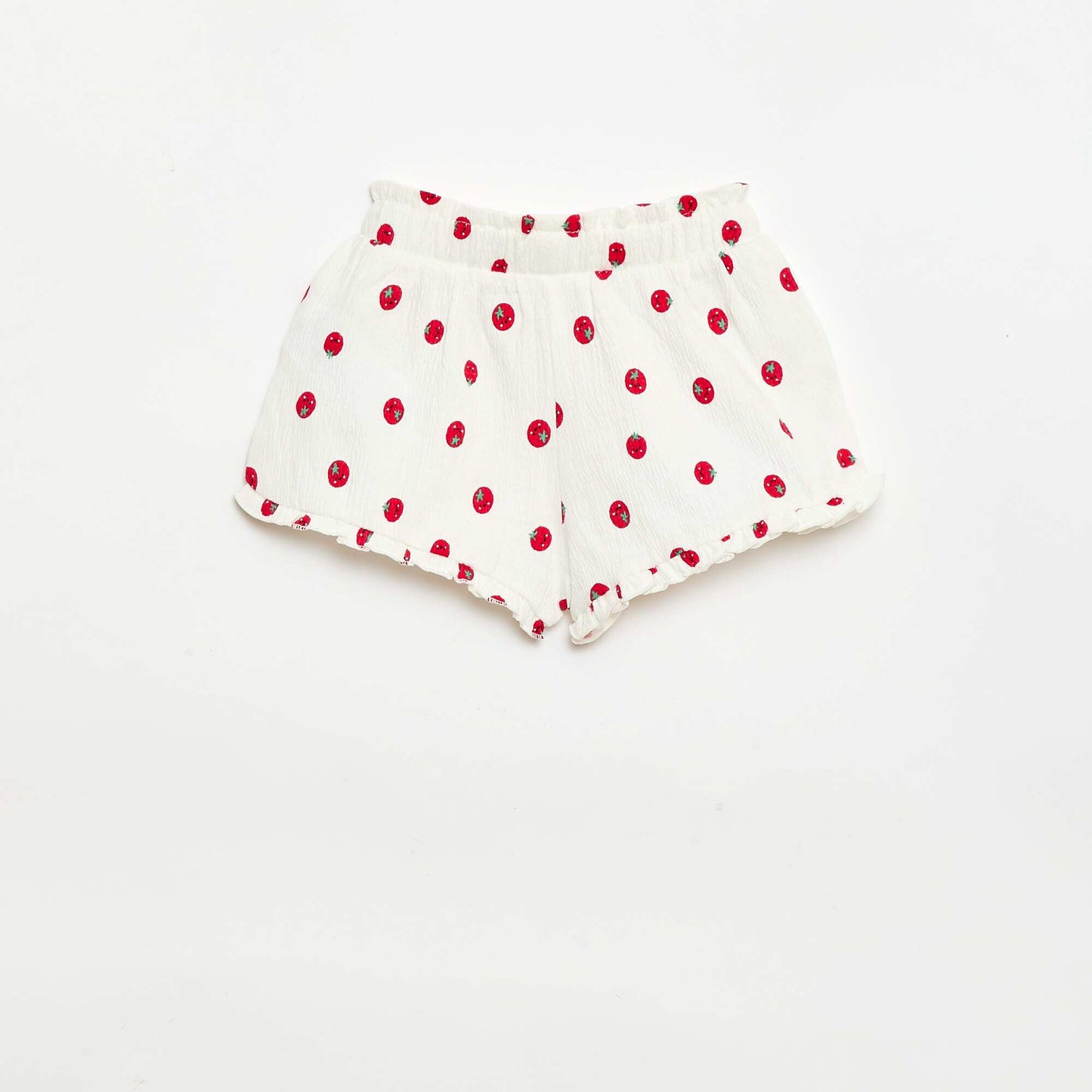 Short à motif avec base volantée BLANC