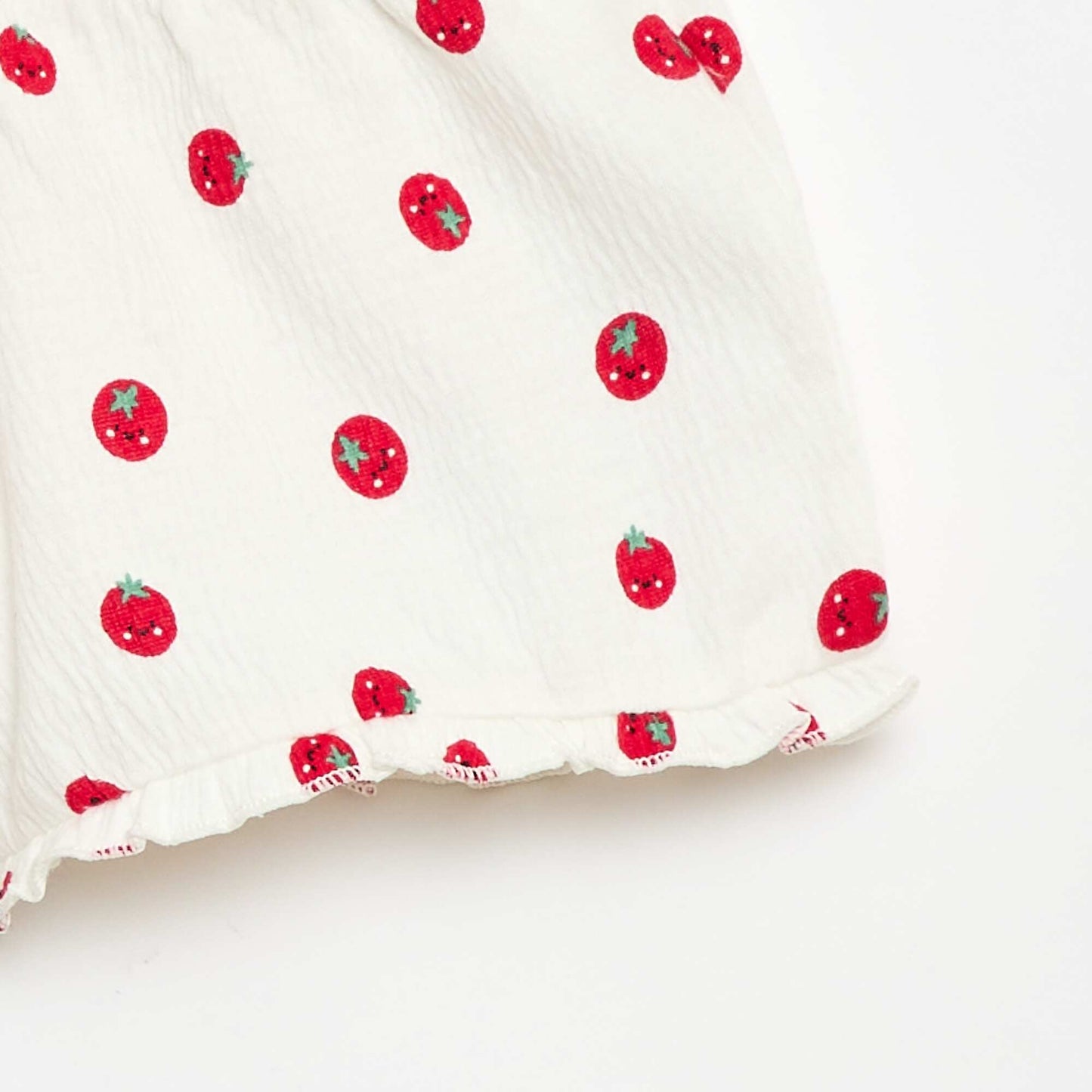 Short à motif avec base volantée BLANC