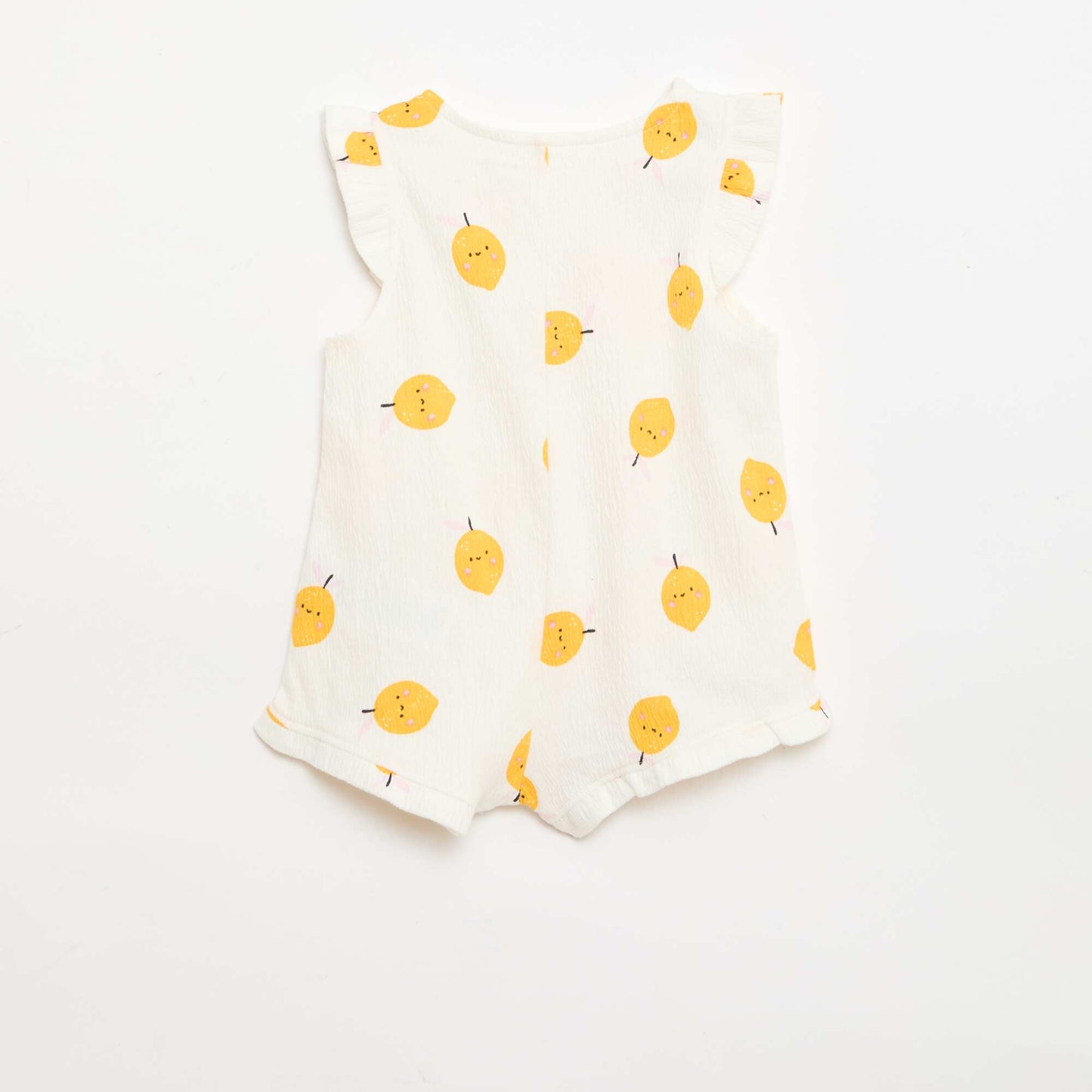 Combinaison short en jersey de coton avec volants aux manches BLANC