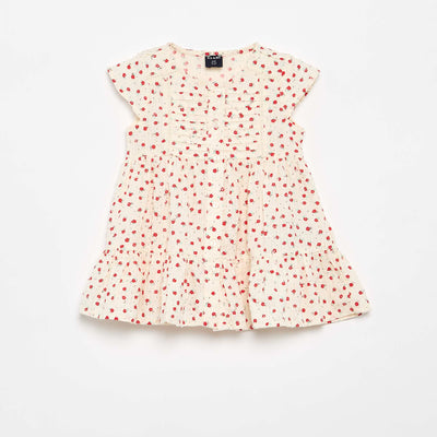 Robe imprimée en tissu plumetis ROUGE