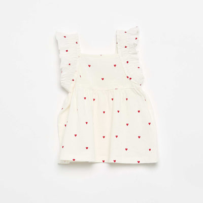 Tee-shirt à bretelles volantées BLANC
