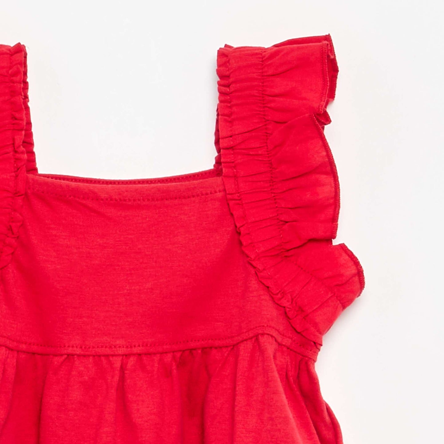 Tee-shirt à bretelles volantées ROUGE