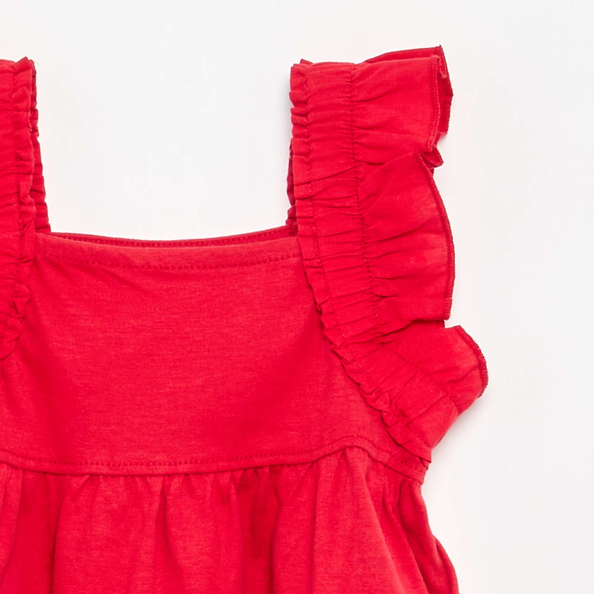 Tee-shirt à bretelles volantées ROUGE