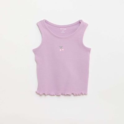Débardeur en rib avec base ondulée VIOLET