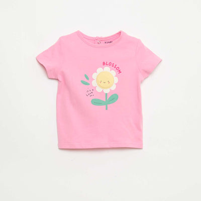 T-shirt imprimé et brodé à manches courtes ROSE