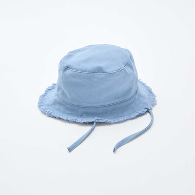 Bob à frange avec liens uni en coton BLEU