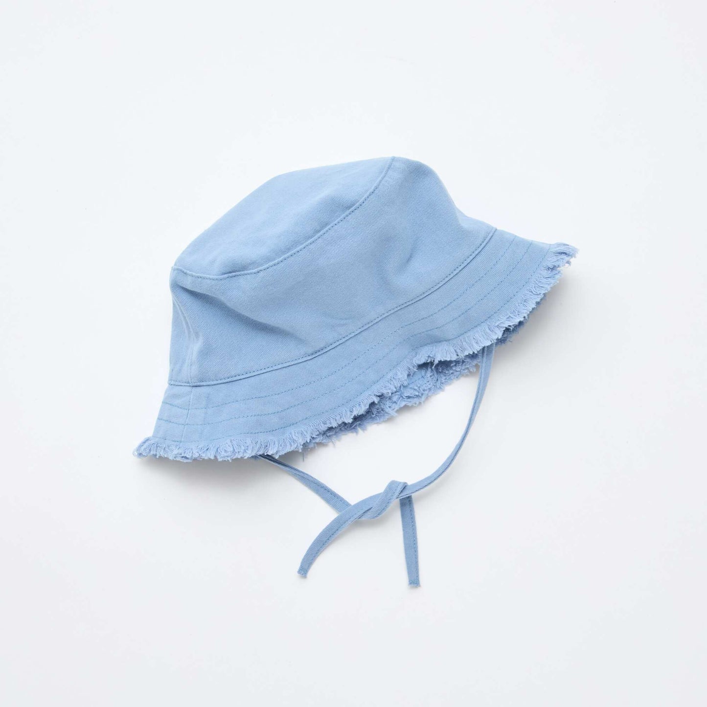 Bob à frange avec liens uni en coton BLEU