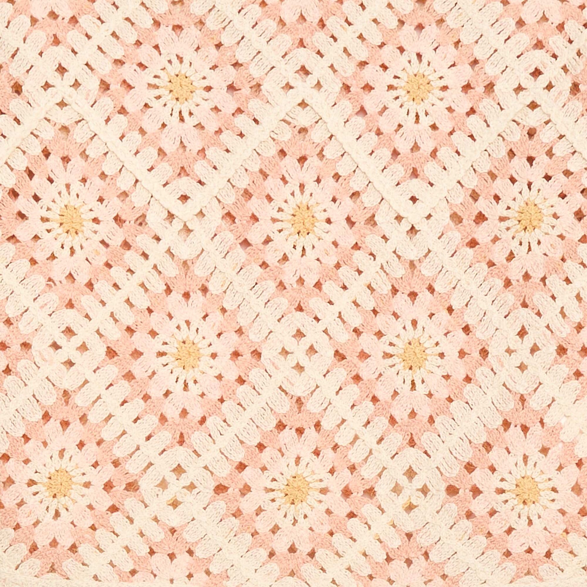 Pull en maille ajourée avec broderies fleurs ROSE
