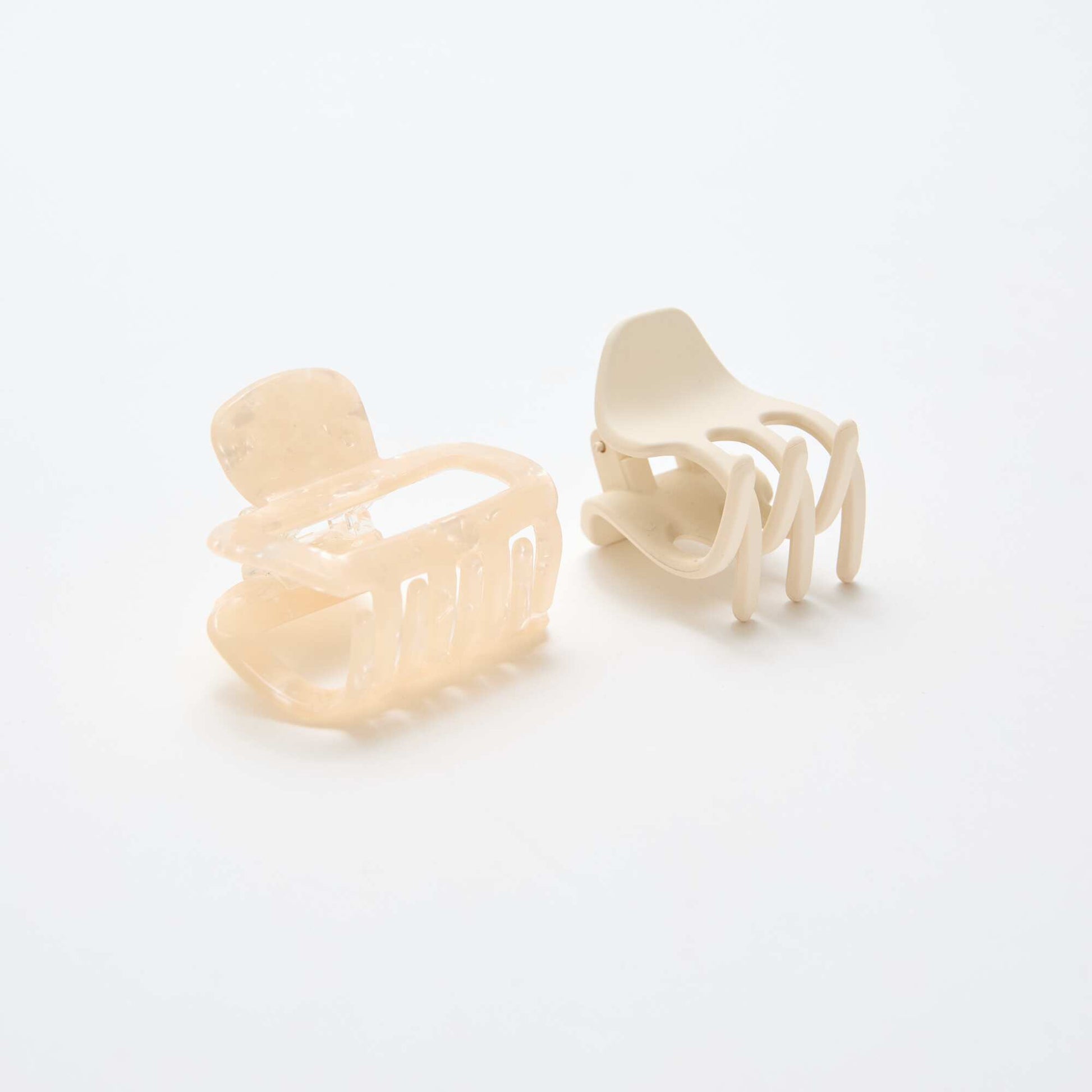 Lot de 2 pinces crabe fantaisie BEIGE