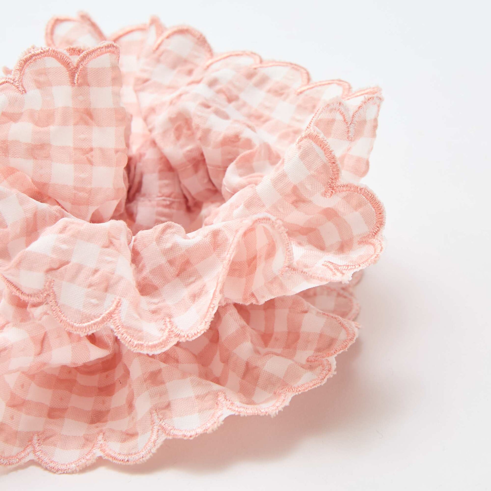 Gros chouchou carreaux vichy ROSE