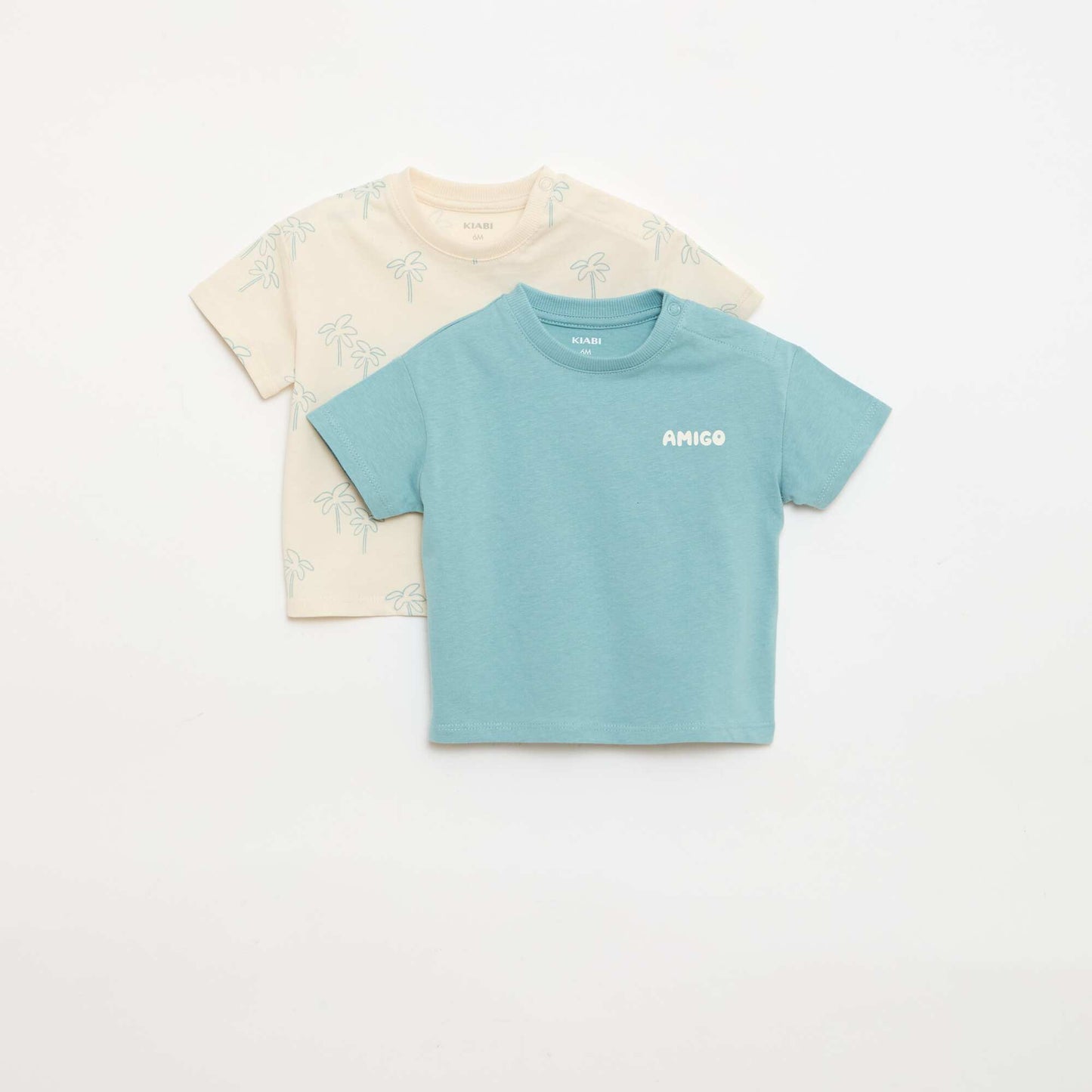 Lot de 2 T-shirts à manches courtes en jersey de coton BEIGE