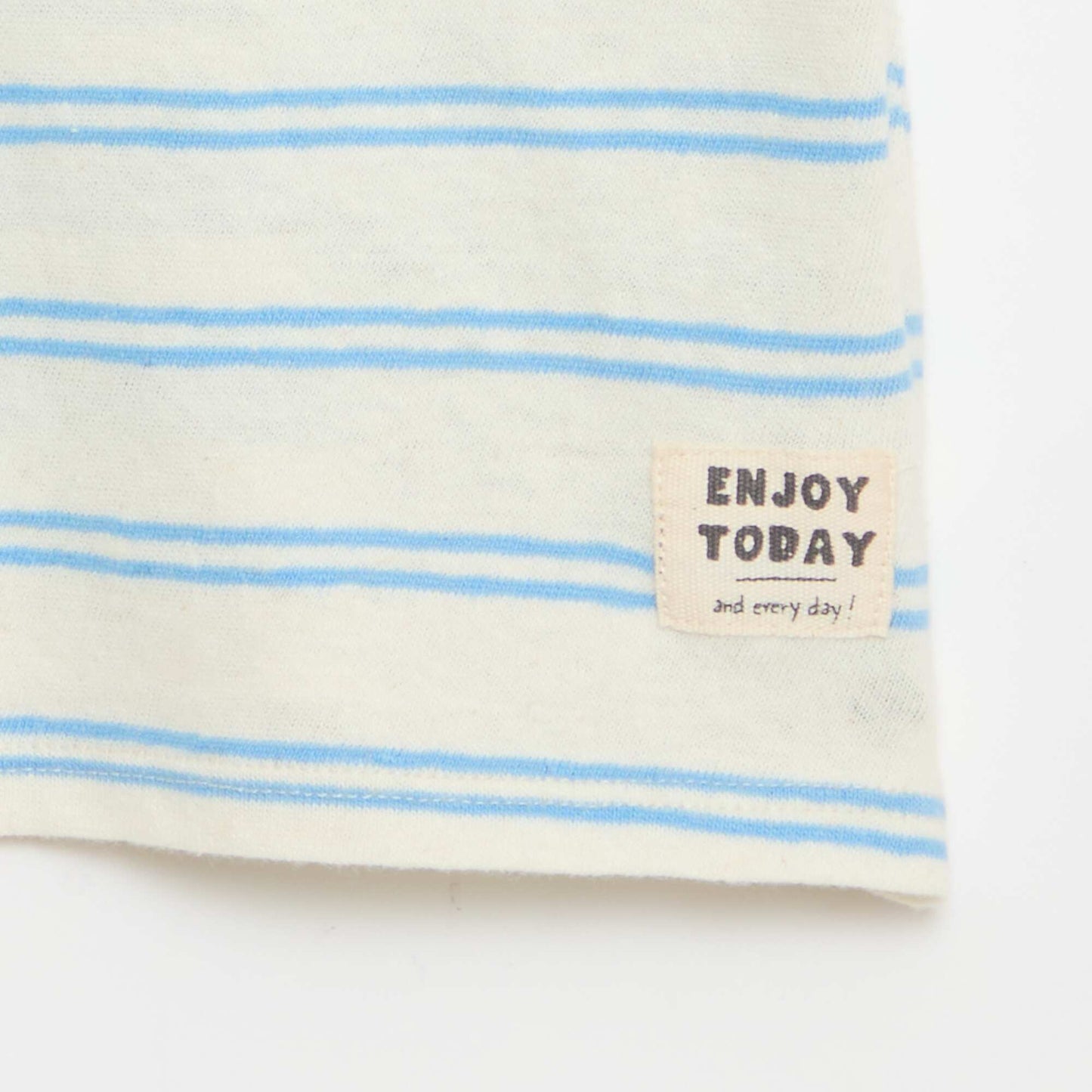 T-shirt rayé en jersey coton et lin BLANC