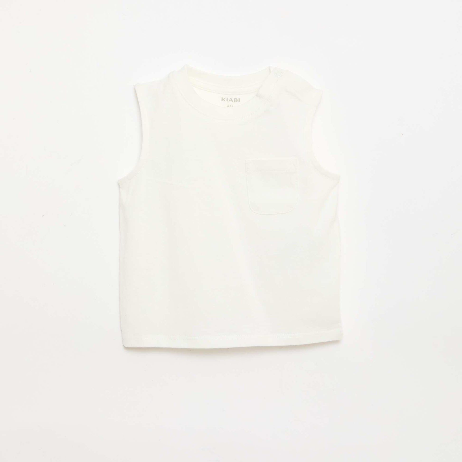 Débardeur en jersey de coton avec poche poitrine BLANC