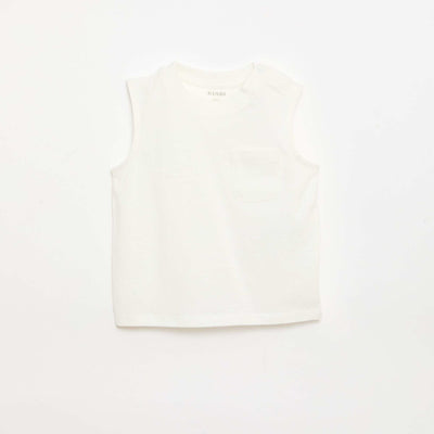 Débardeur en jersey de coton avec poche poitrine BLANC