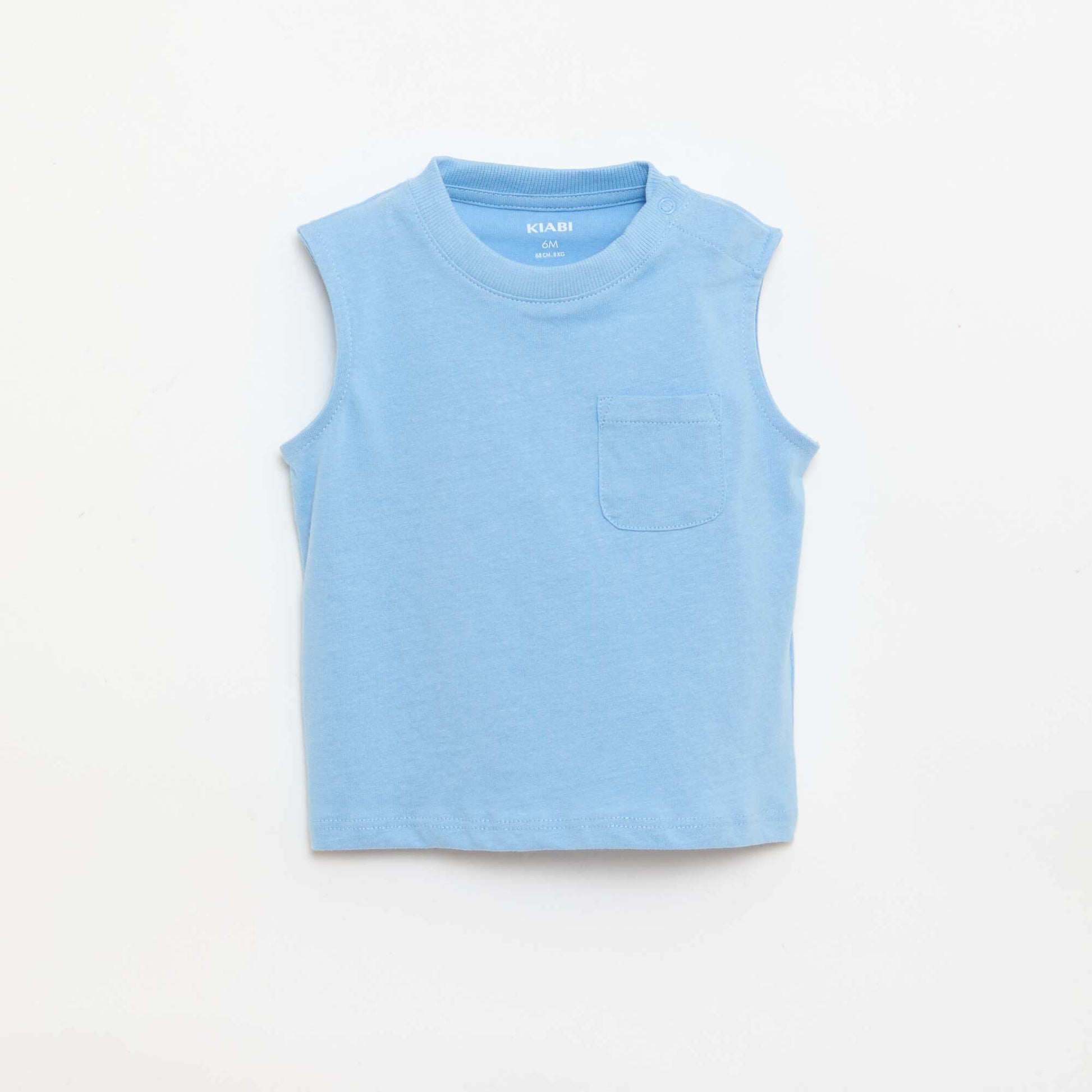 Débardeur en jersey de coton avec poche poitrine BLEU