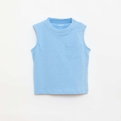 Débardeur en jersey de coton avec poche poitrine BLEU