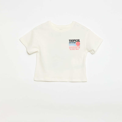 T-shirt coupe loose imprimé dos & poitrine BLANC