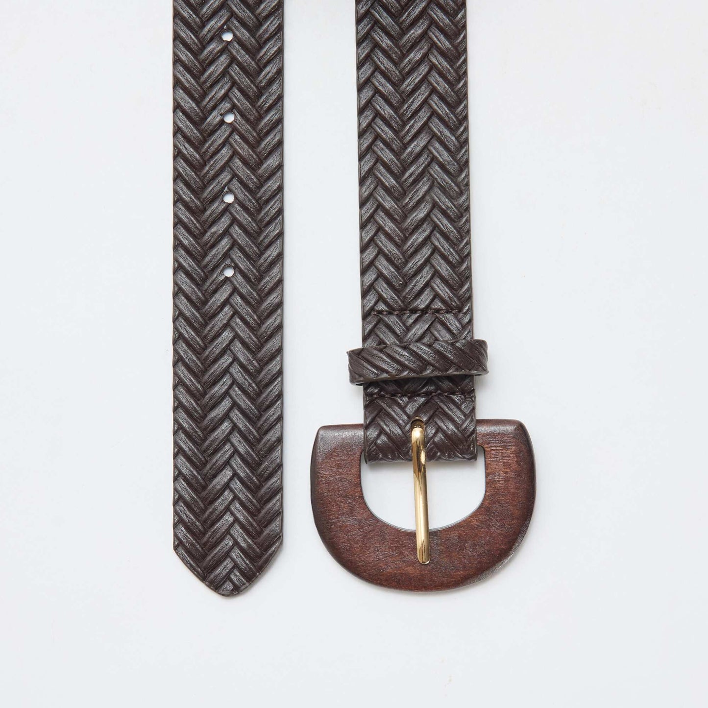 Ceinture tressée avec boucle en bois MARRON