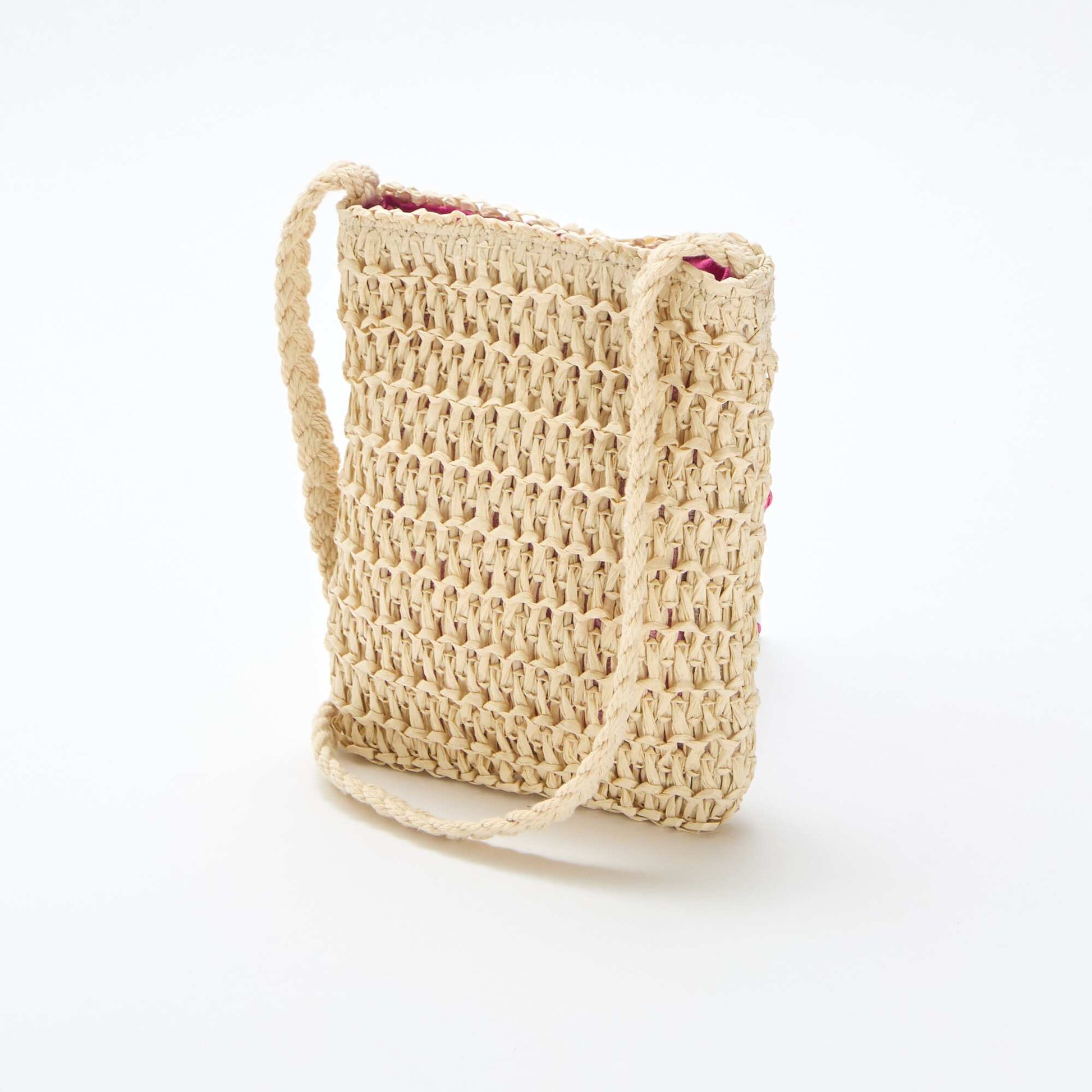 Pochette téléphone tressée ROSE