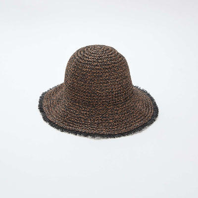 Chapeau forme cloche en paille MARRON