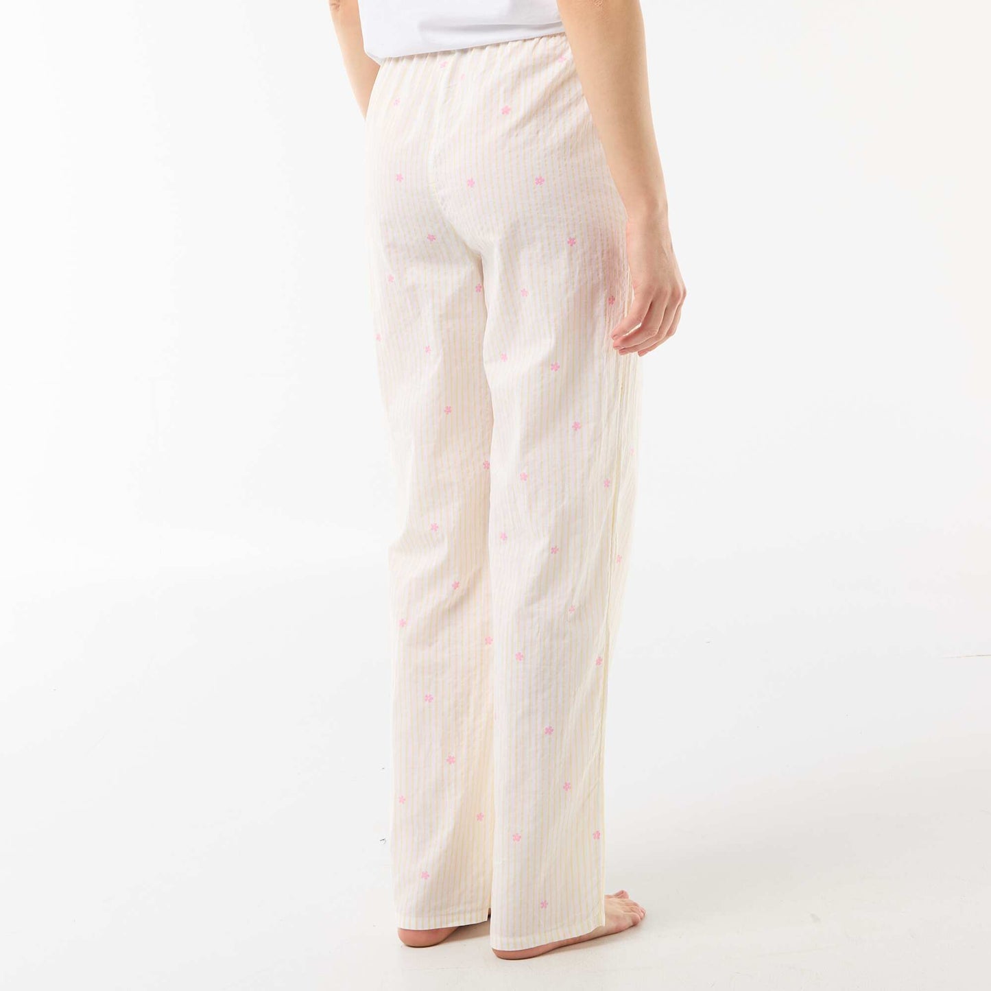 Pantalon de pyjama en voile de coton imprimé JAUNE
