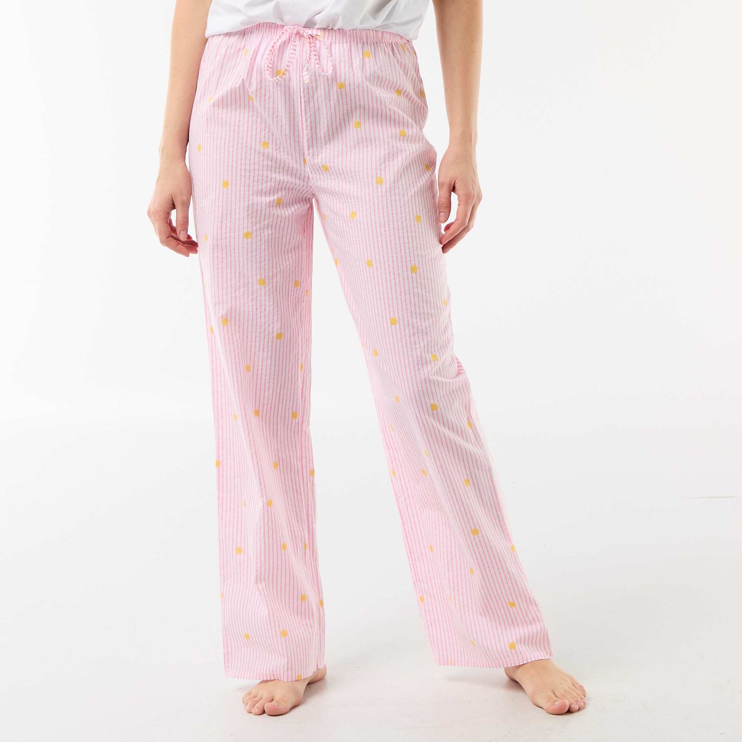 Pantalon de pyjama en voile de coton imprimé ORANGE