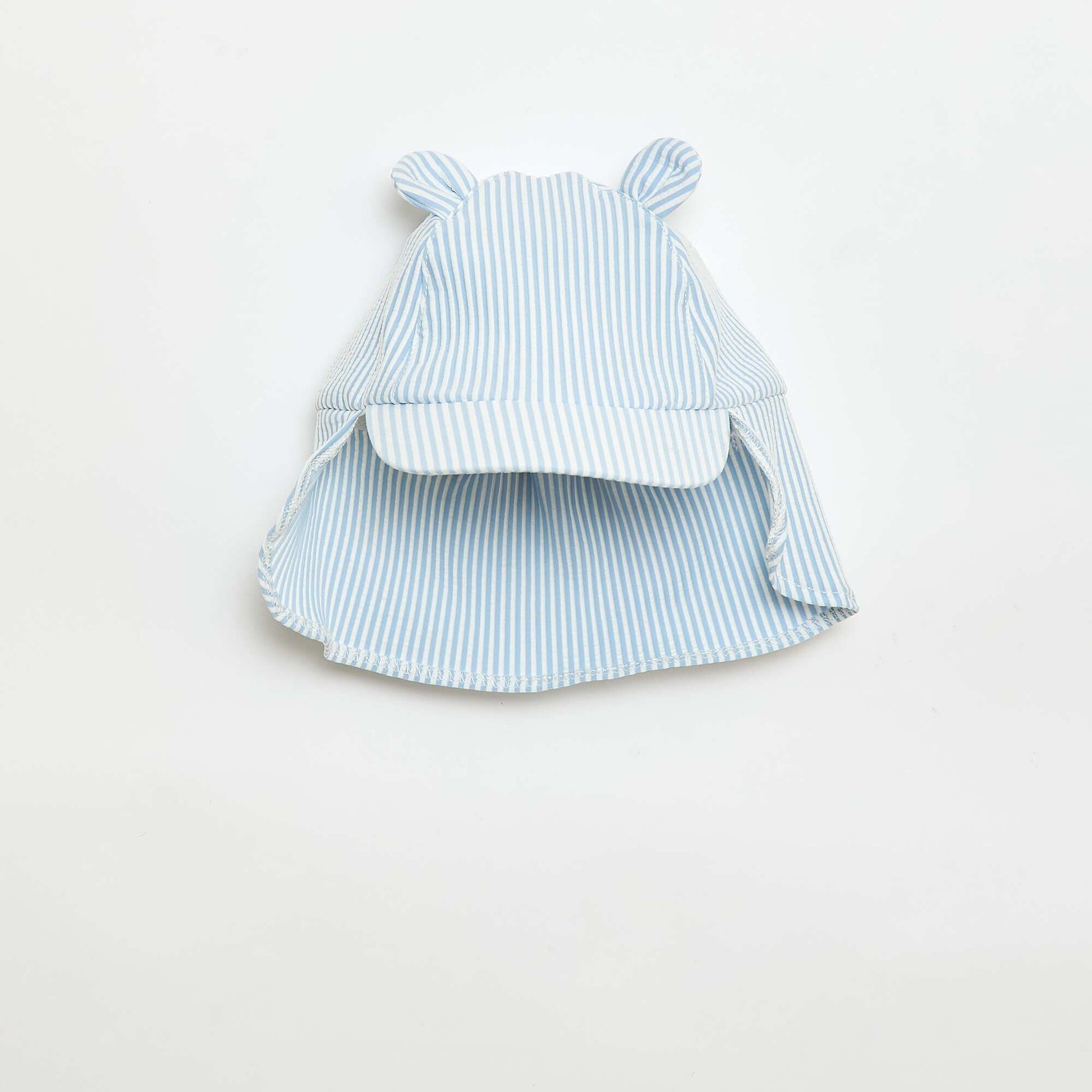 Casquette rayée avec cache nuque et oreilles BLEU