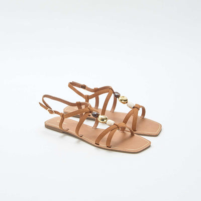 Sandales avec détails bijoux MARRON
