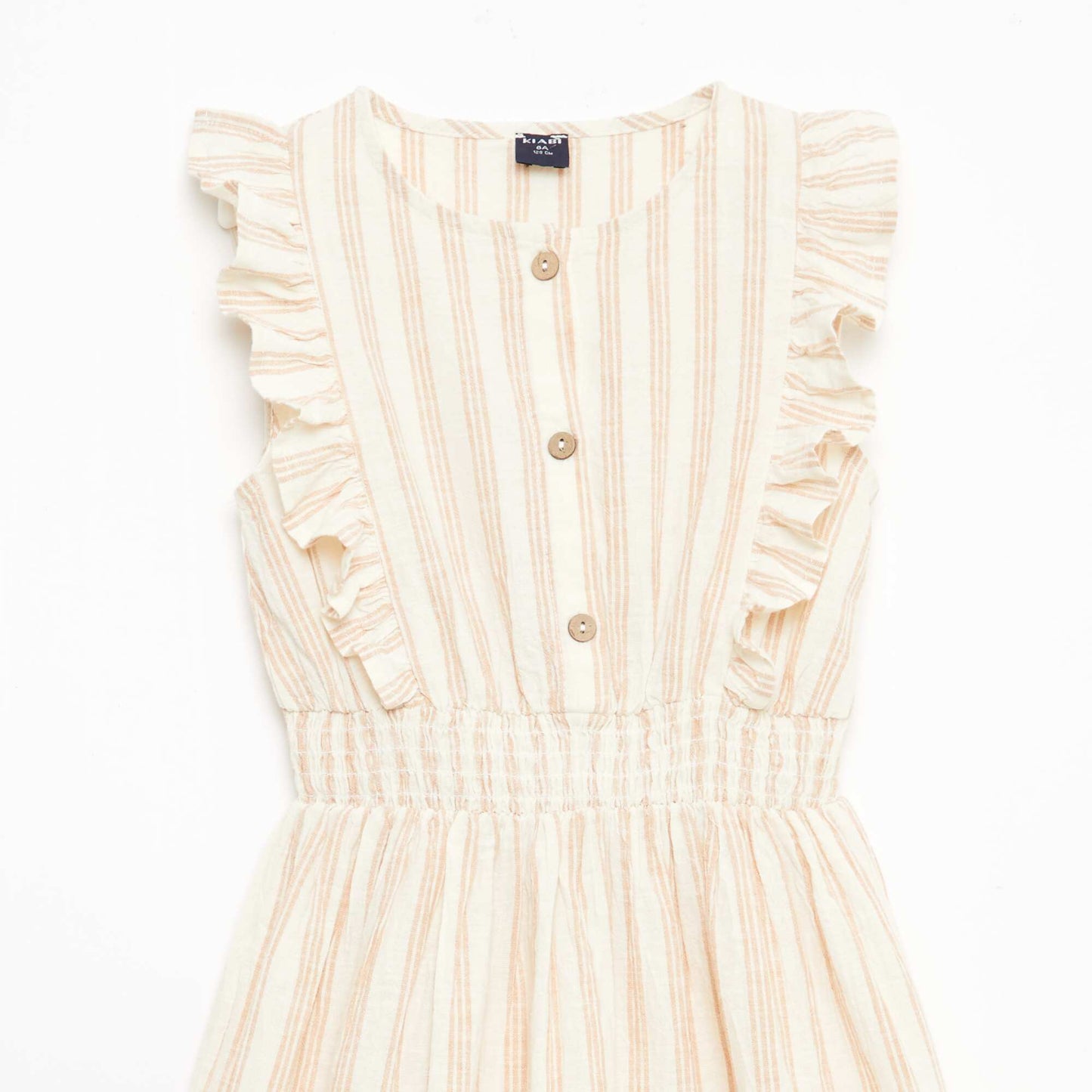 Robe à rayures en lin et coton BEIGE