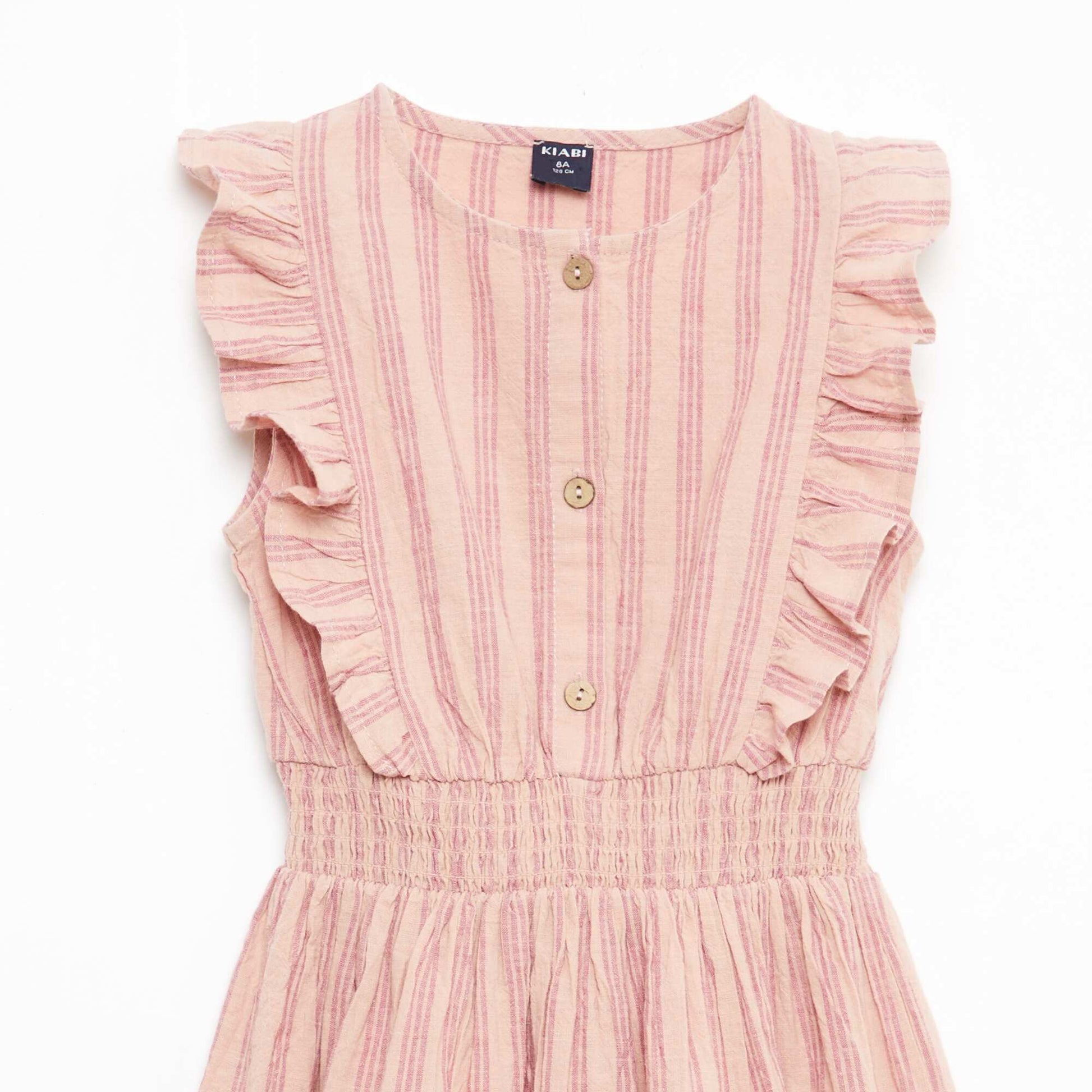 Robe à rayures en lin et coton ROSE