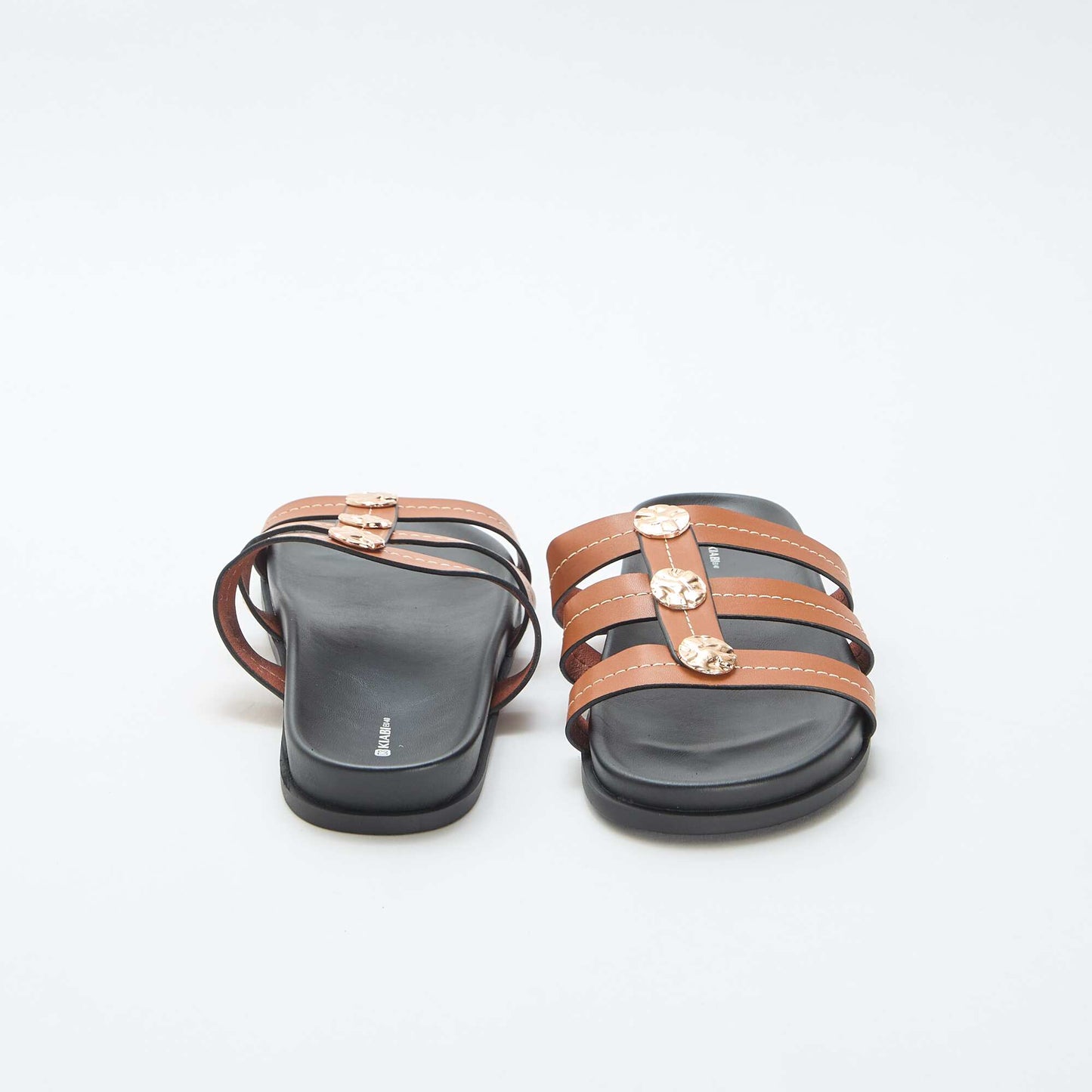 Mules avec boutons dorés fantaisies MARRON