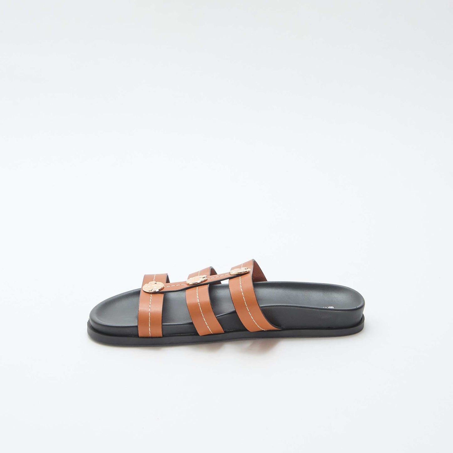 Mules avec boutons dorés fantaisies MARRON