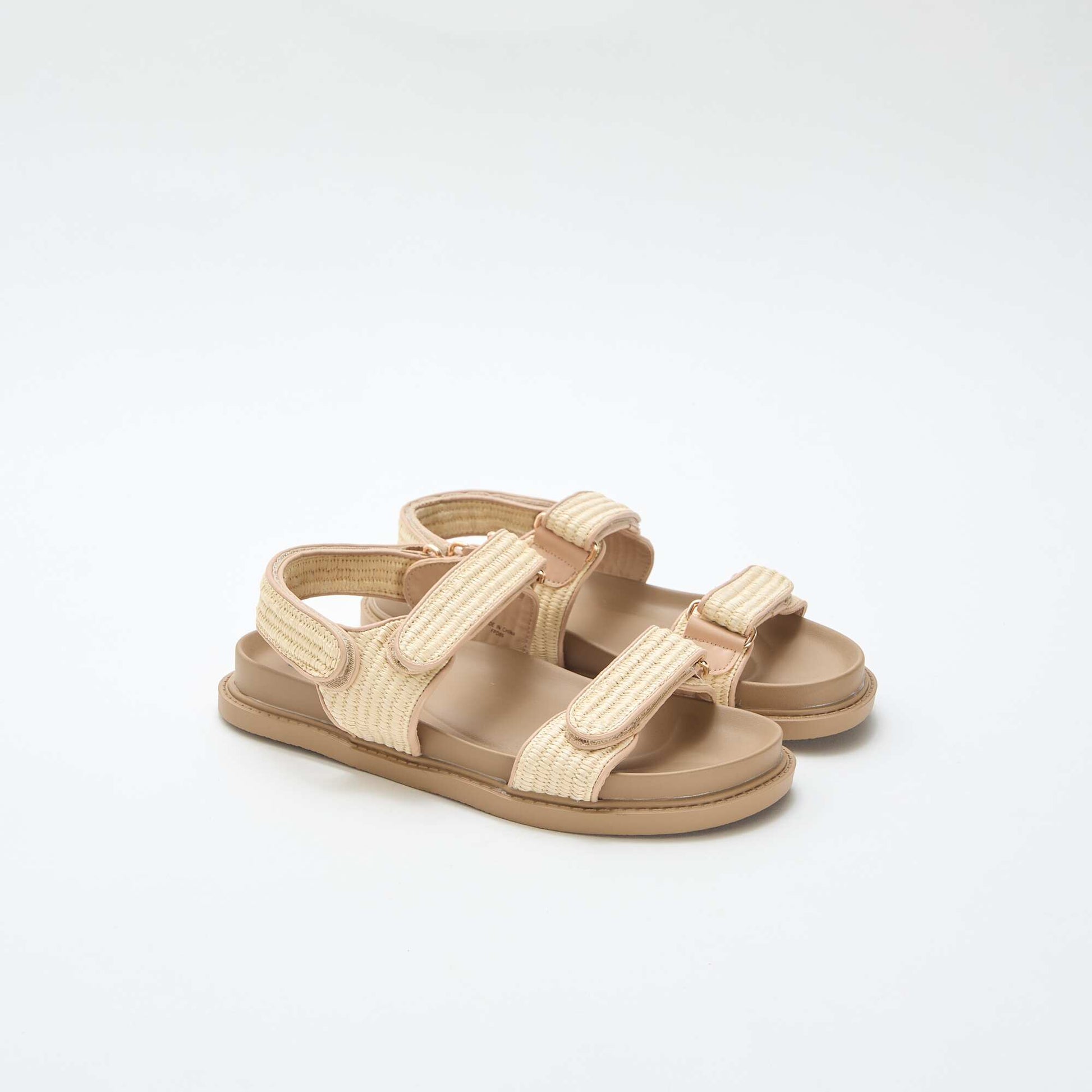 Sandales plates avec brides en paille BEIGE