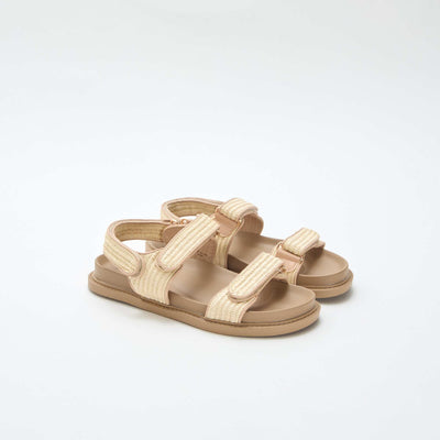 Sandales plates avec brides en paille BEIGE
