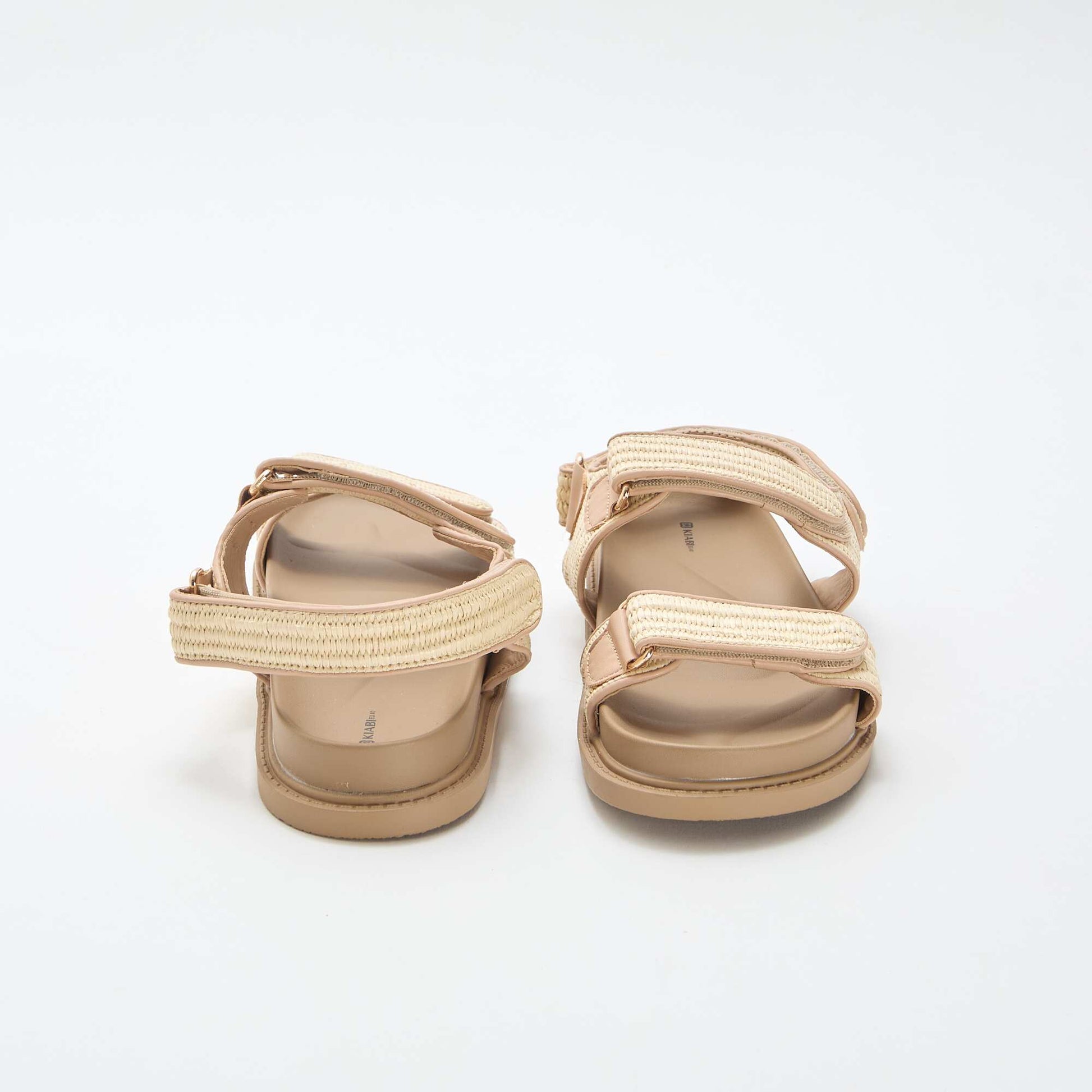 Sandales plates avec brides en paille BEIGE