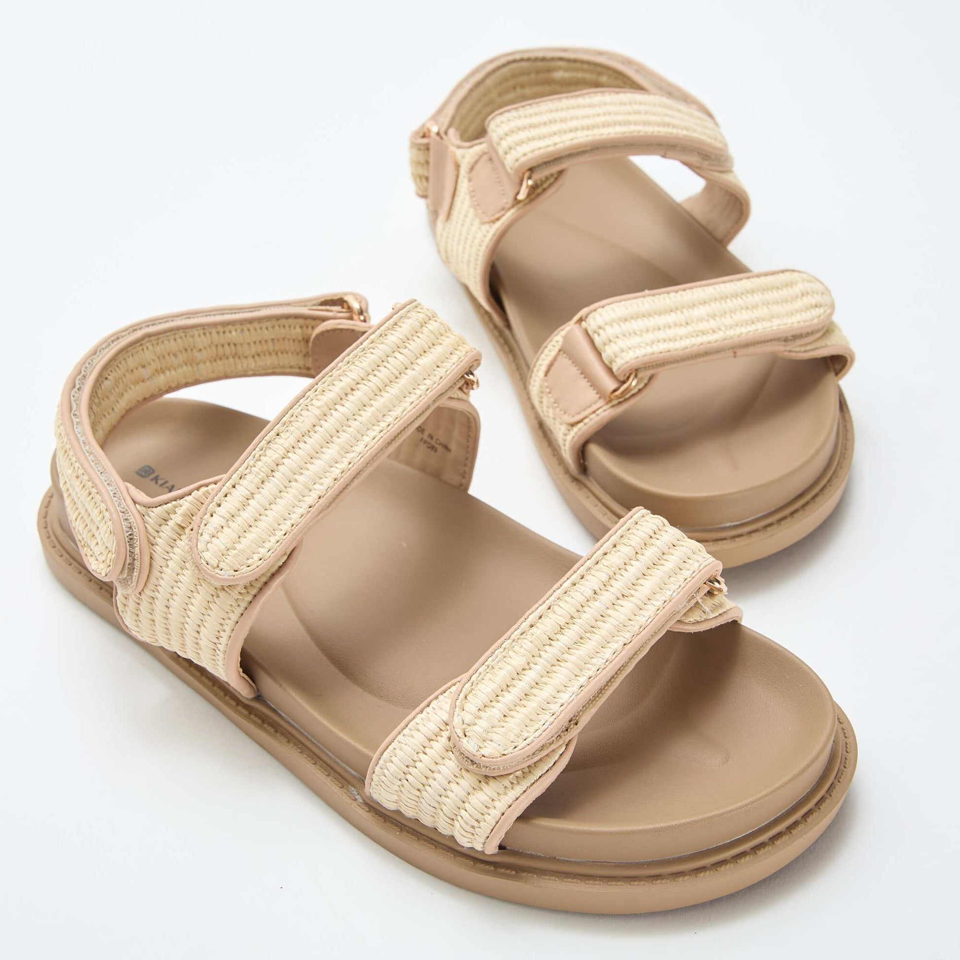 Sandales plates avec brides en paille BEIGE