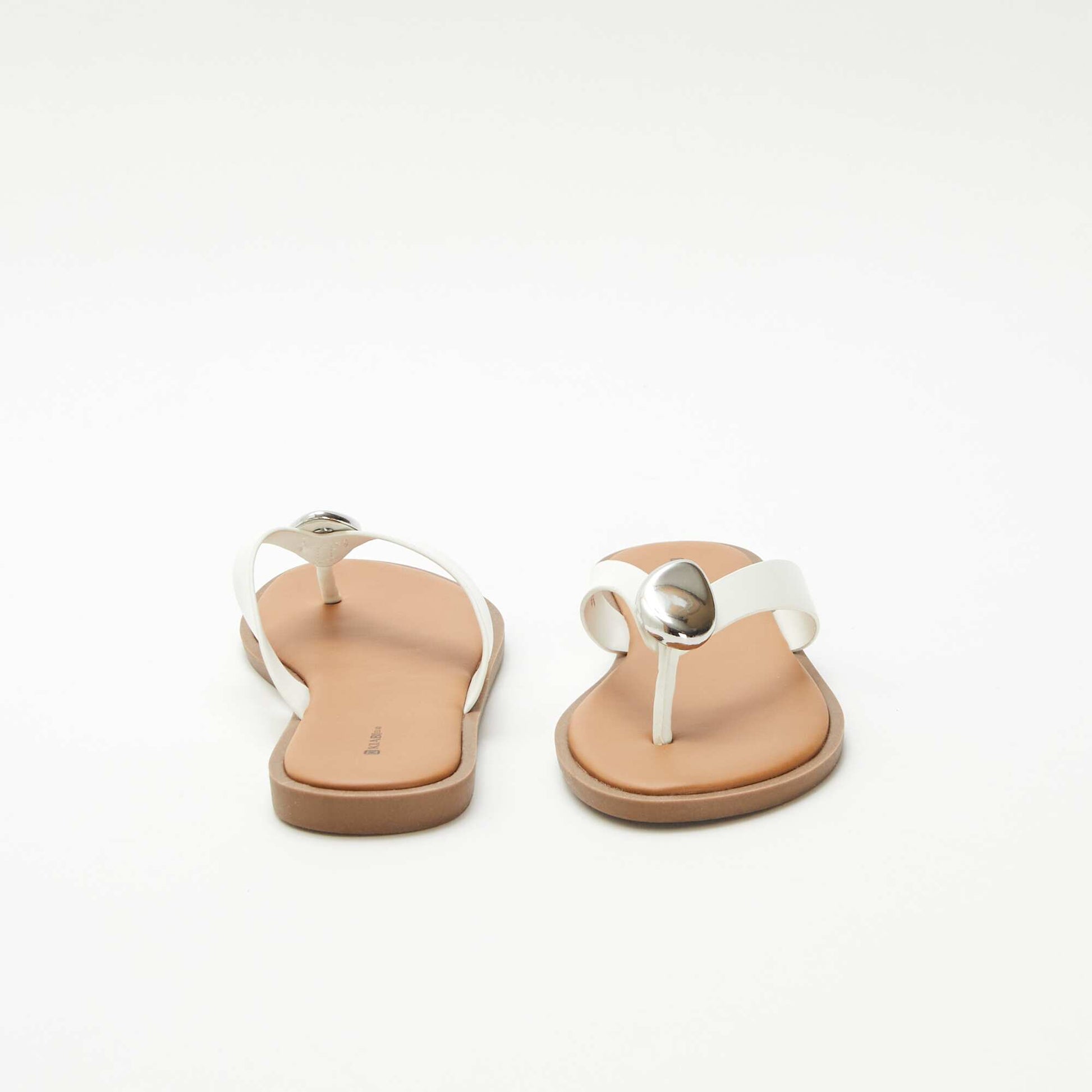 Tongs avec détail bijou métallique BLANC