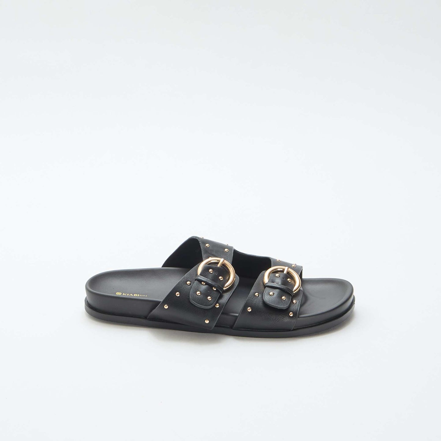 Mules avec brides à boucle dorée NOIR