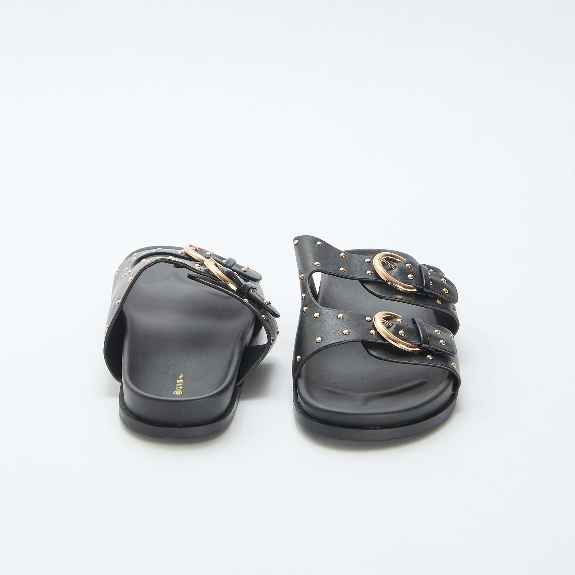 Mules avec brides à boucle dorée NOIR