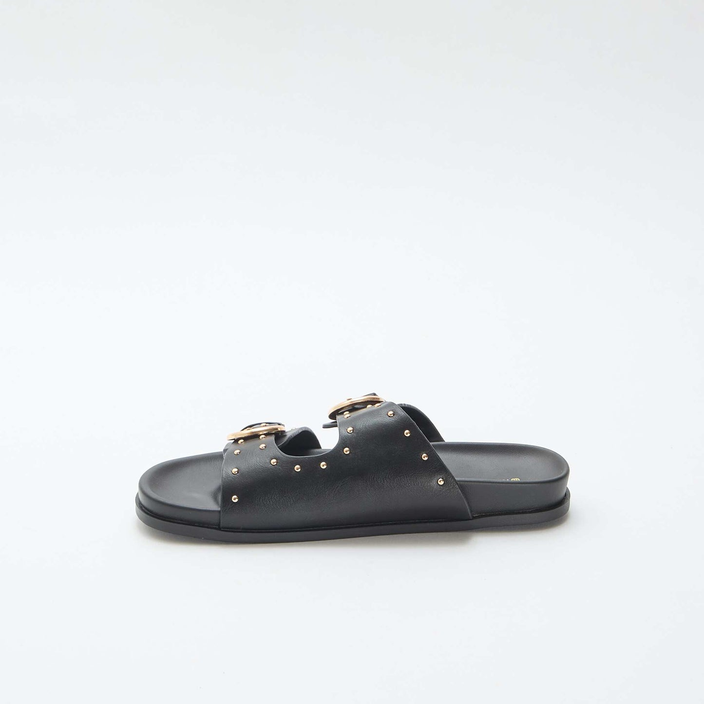 Mules avec brides à boucle dorée NOIR