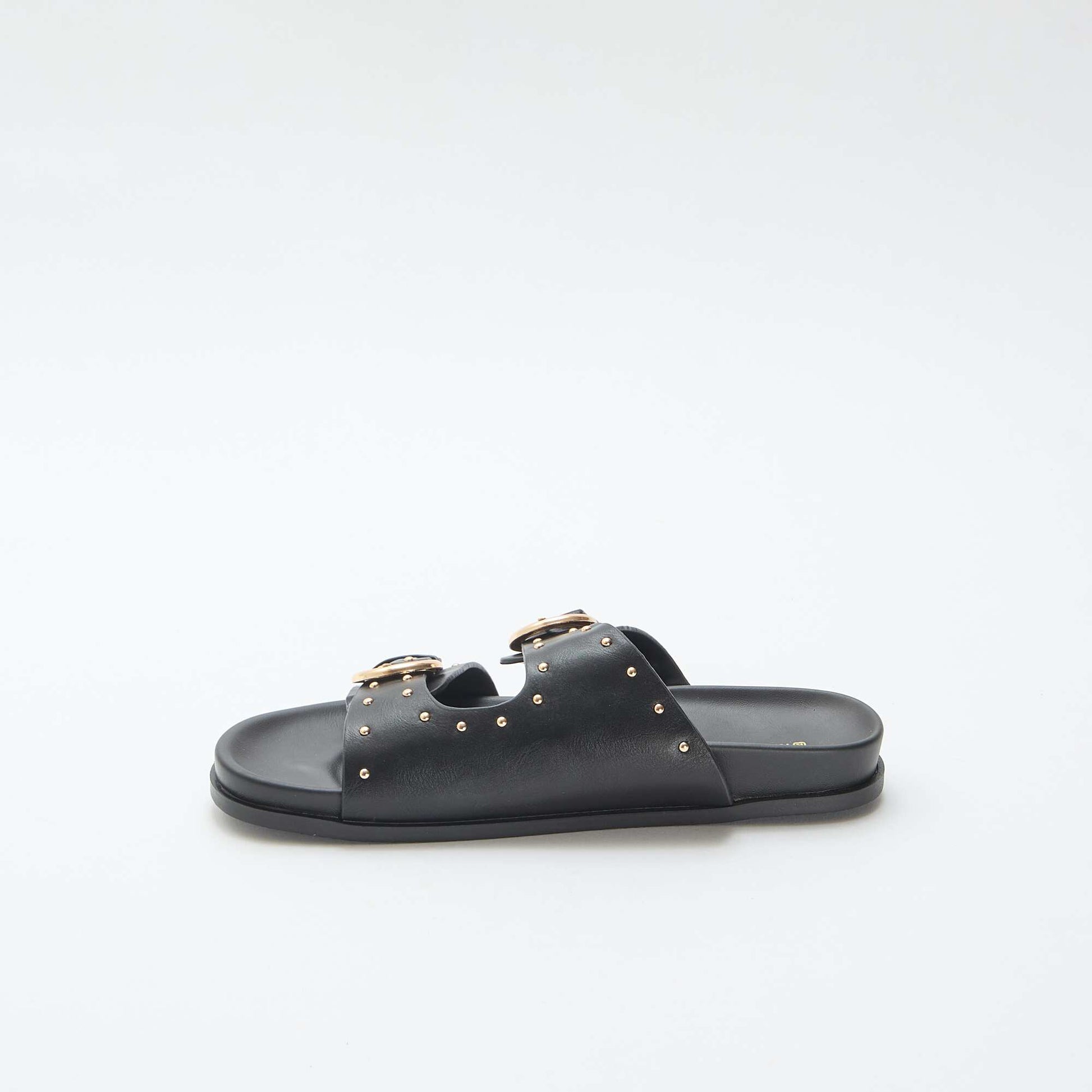 Mules avec brides à boucle dorée NOIR