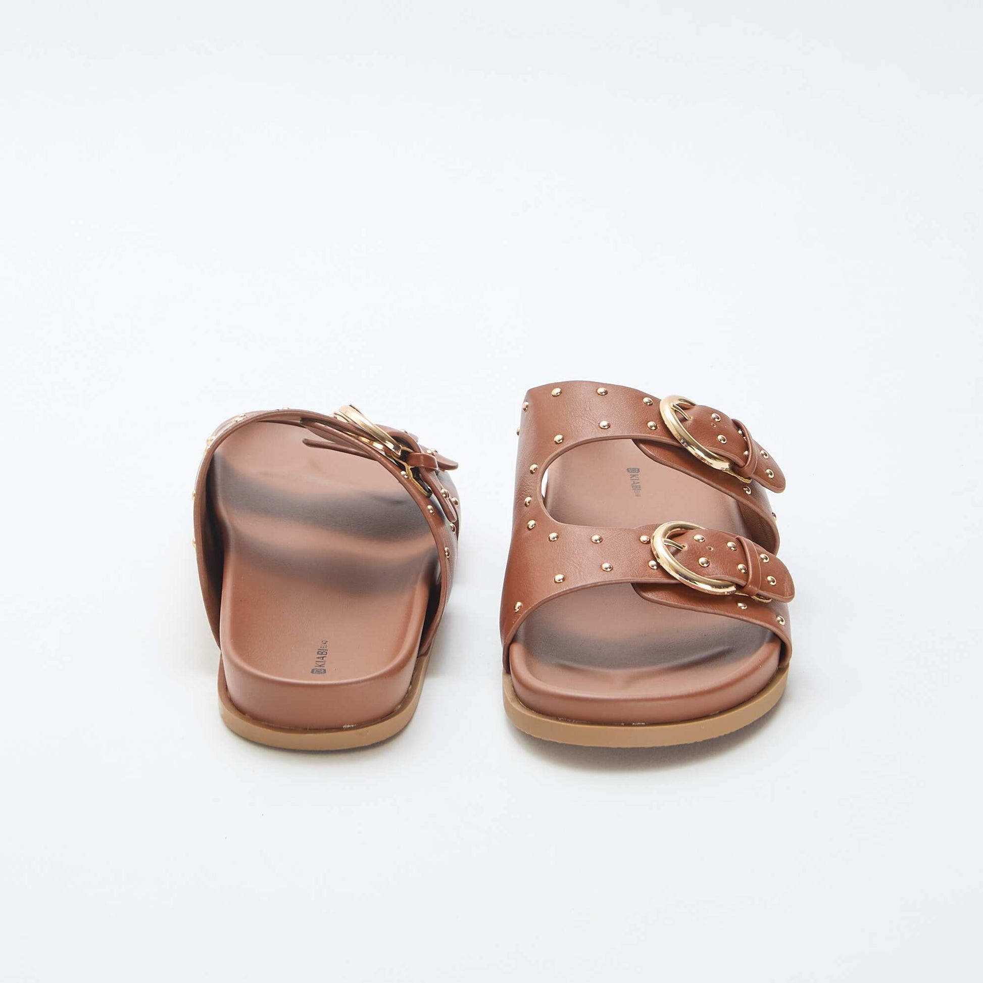 Mules avec brides à boucle dorée MARRON
